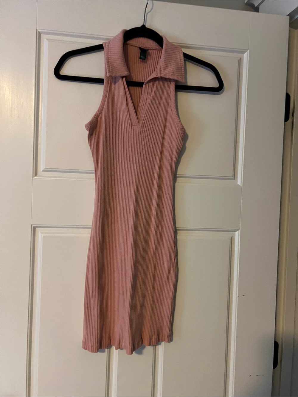 wild fable Sleeveless Ribbed Polo Dress in Dusty Pink